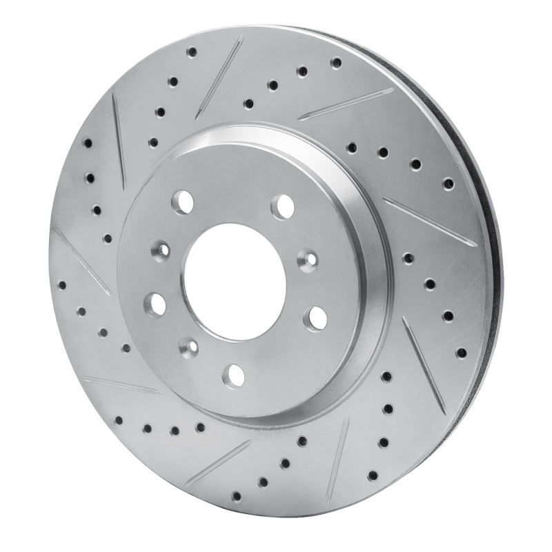 Buick Lucerne Brake Rotor (1) - Front Left - R1 Concepts - Drilled & Slotted - Silver - `06-`16